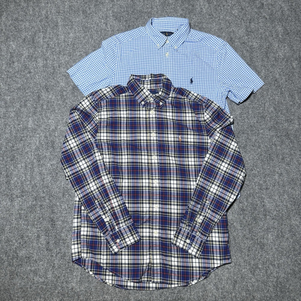 Lot of 2 Polo Ralph Lauren Boys Button Down Shirt Size Large (14-16)